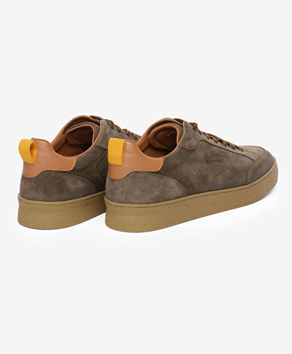 Erkek Haki Hakiki Deri Sneaker Ayakkabı