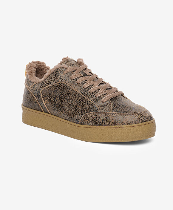 Erkek Siyah Ekru Hakiki Deri Sneaker Ayakkabı