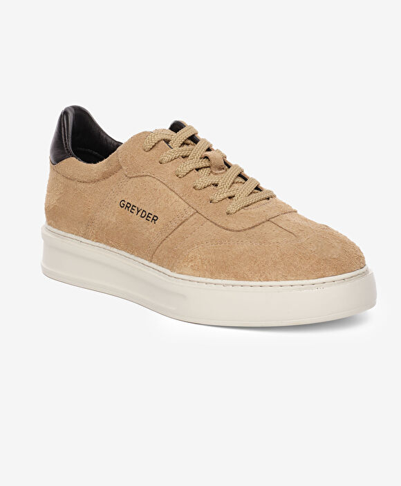 Erkek Bej Hakiki Deri Sneaker Ayakkabı