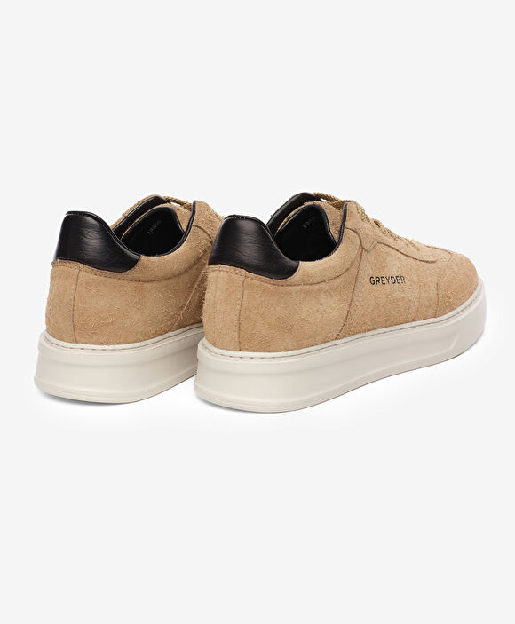 Erkek Bej Hakiki Deri Sneaker Ayakkabı