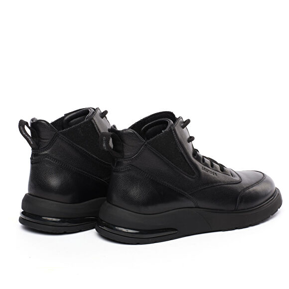 Erkek Siyah Hakiki Deri Sneaker Bot