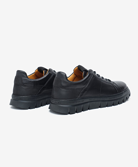 Erkek Siyah Hakiki Deri Sneaker Ayakkabı