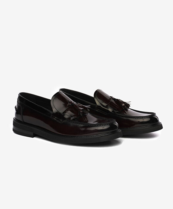 Erkek Bordo Hakiki Deri Loafer Ayakkabı