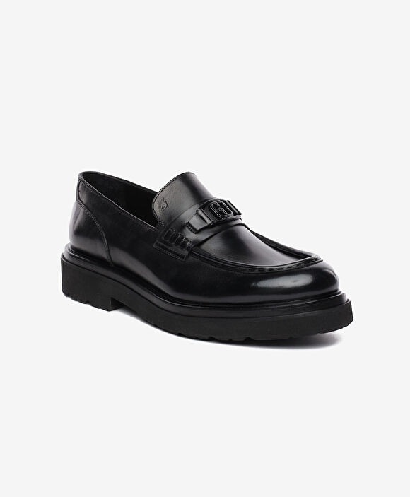 Erkek Siyah Hakiki Deri Loafer Ayakkabı
