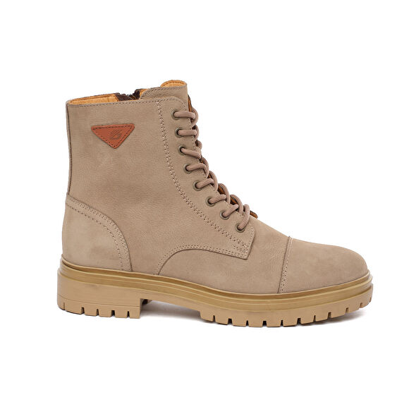 Erkek Koyu Vizon Hakiki Deri Military Bot