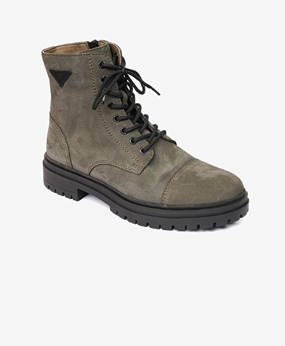 Erkek Haki Hakiki Deri Military Bot