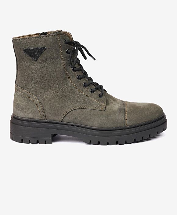 Erkek Haki Hakiki Deri Military Bot