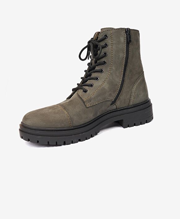 Erkek Haki Hakiki Deri Military Bot