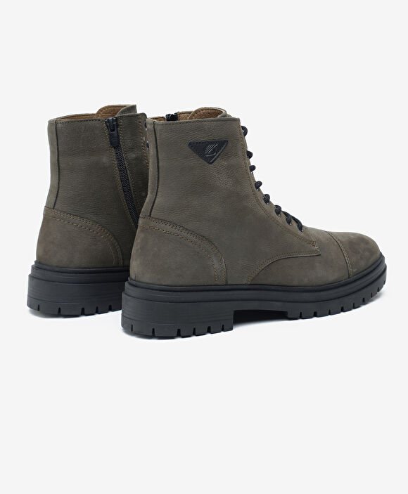 Erkek Haki Hakiki Deri Military Bot