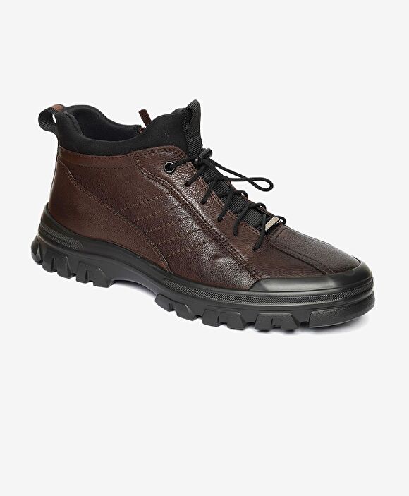 Erkek Kahverengi Hakiki Deri Bot