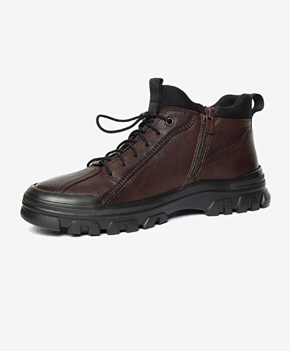 Erkek Kahverengi Hakiki Deri Bot