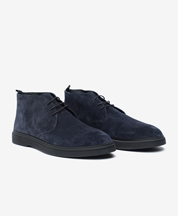 Erkek Lacivert Hakiki Deri Bot