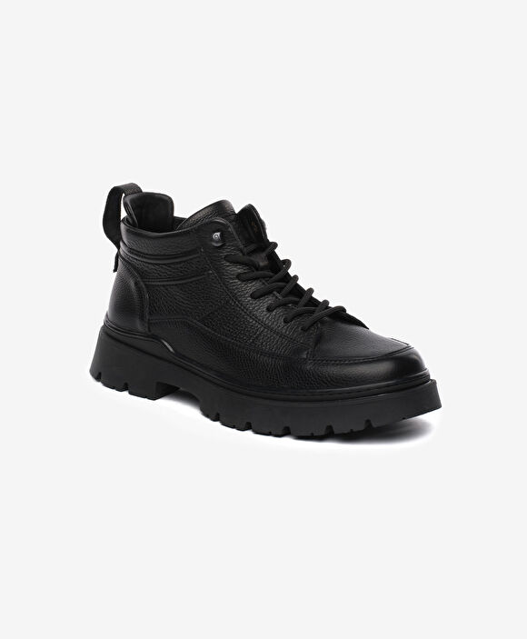 Erkek Siyah Hakiki Deri Bot