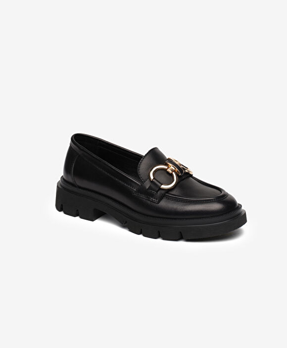 Kadın Siyah Hakiki Deri Loafer Ayakkabı