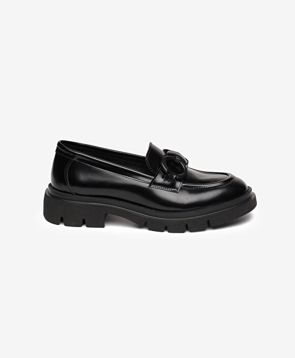 Kadın Siyah Hakiki Deri Loafer Ayakkabı