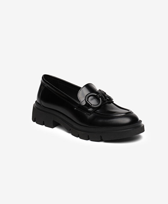 Kadın Siyah Hakiki Deri Loafer Ayakkabı