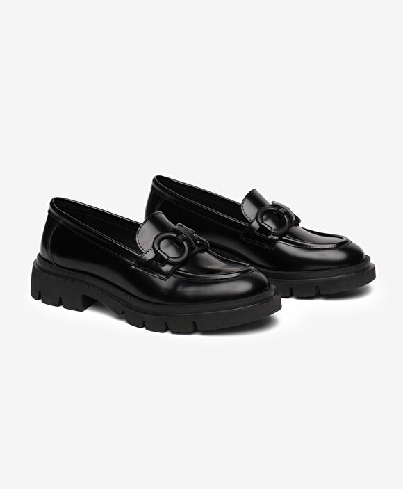 Kadın Siyah Hakiki Deri Loafer Ayakkabı