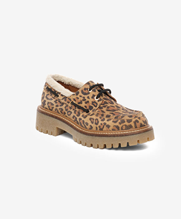 Kadın Leopar Hakiki Deri Loafer Ayakkabı