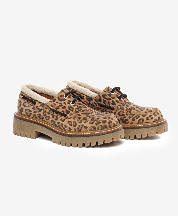 Kadın Leopar Hakiki Deri Loafer Ayakkabı