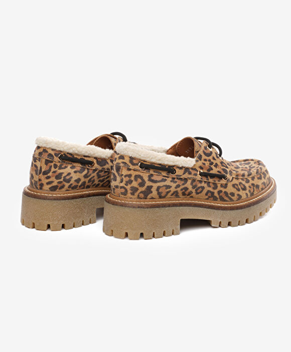 Kadın Leopar Hakiki Deri Loafer Ayakkabı