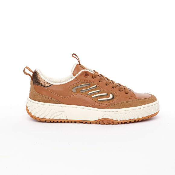 Kadın Taba Hakiki Deri Sneaker Ayakkabı