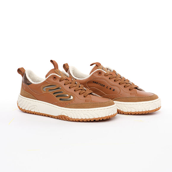 Kadın Taba Hakiki Deri Sneaker Ayakkabı