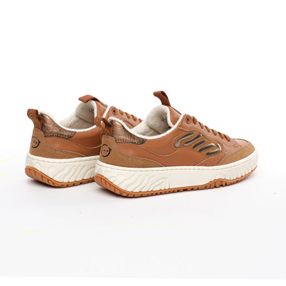 Kadın Taba Hakiki Deri Sneaker Ayakkabı
