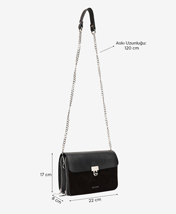 Kadın Siyah Hakiki Deri Çapraz Çanta