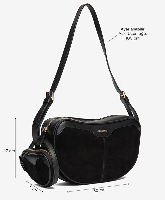 Kadın Siyah Hakiki Deri Çapraz Çanta