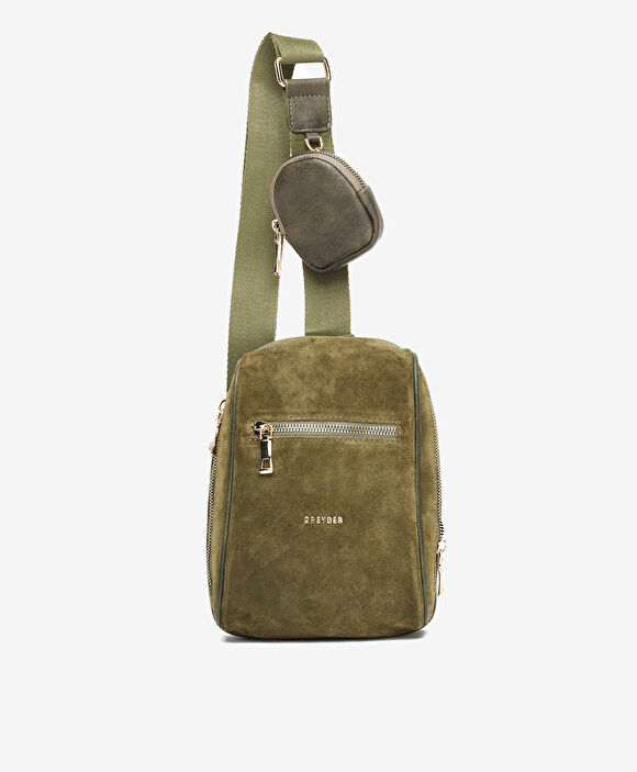 Kadın Haki Hakiki Deri Çapraz Çanta