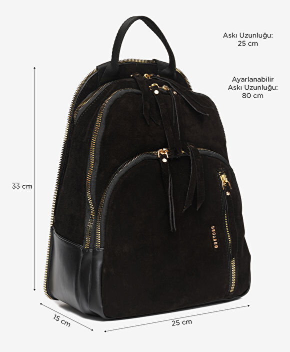 Kadın Siyah Hakiki Deri Sırt Çantası