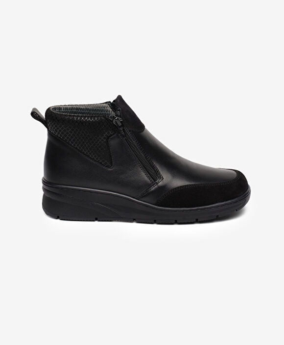 Kadın Siyah Hakiki Deri Comfort Bot