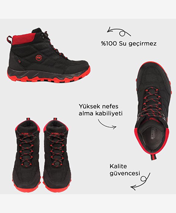 Kadın Siyah Kırmızı Su Geçirmez Outdoor Bot