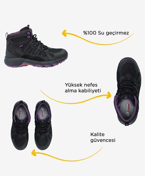 Kadın Siyah Mor Su Geçirmez Outdoor Bot