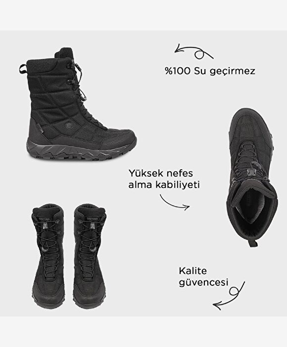Kadın Siyah Su Geçirmez Outdoor Kar Botu