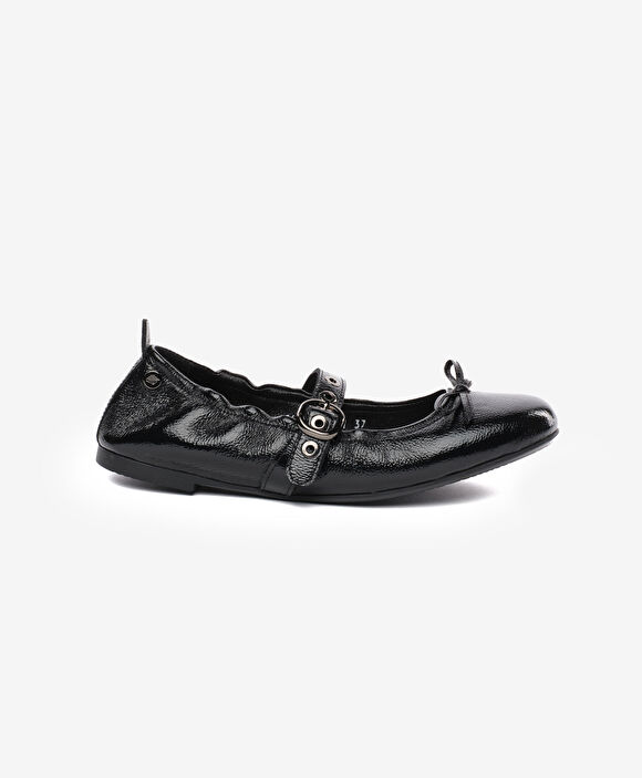 Kadın Siyah Hakiki Deri Babet