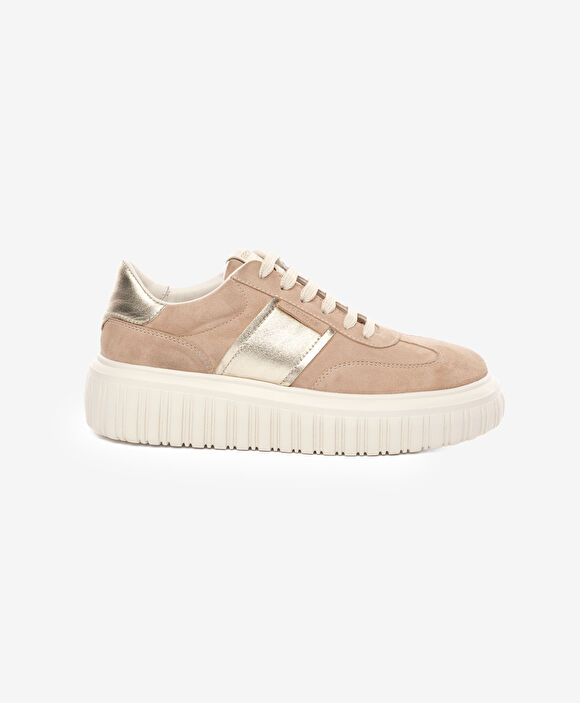 Kadın Bej Hakiki Deri Sneaker Ayakkabı