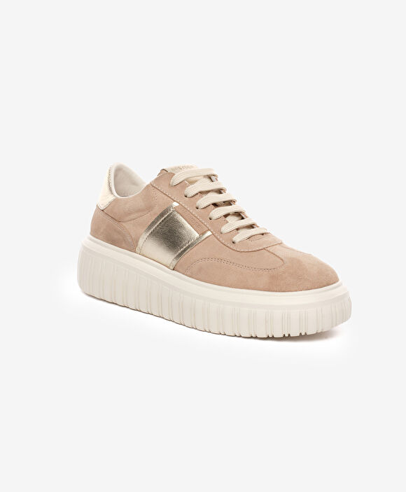 Kadın Bej Hakiki Deri Sneaker Ayakkabı