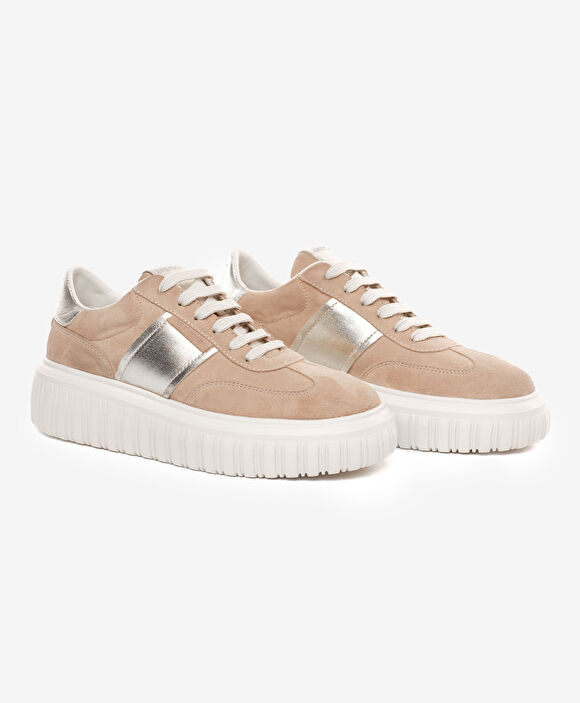 Kadın Bej Hakiki Deri Sneaker Ayakkabı