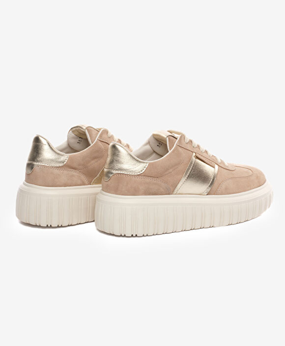 Kadın Bej Hakiki Deri Sneaker Ayakkabı