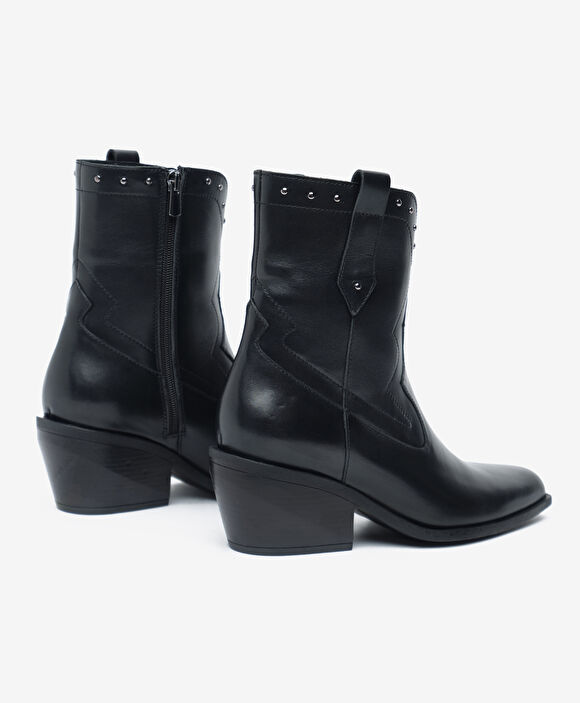 Kadın Siyah Hakiki Deri Topuklu Bot