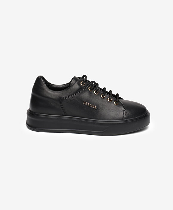 Kadın Siyah Hakiki Deri Sneaker Ayakkabı