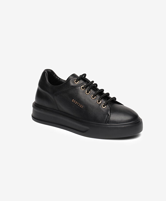 Kadın Siyah Hakiki Deri Sneaker Ayakkabı