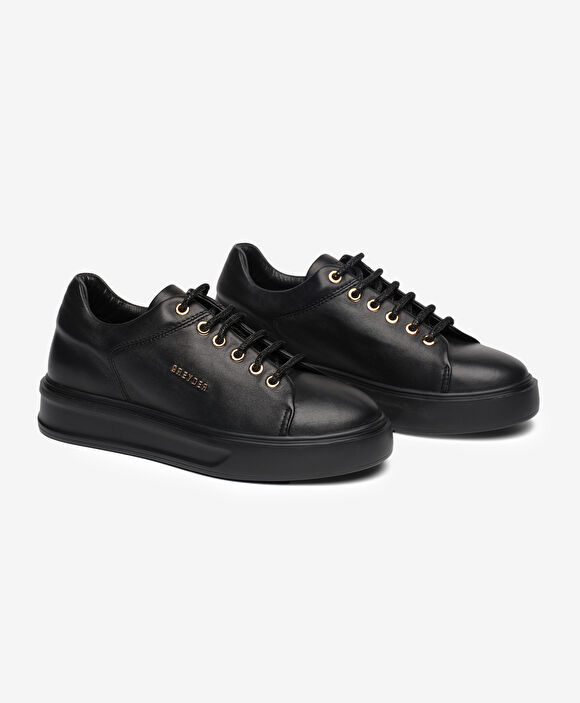Kadın Siyah Hakiki Deri Sneaker Ayakkabı