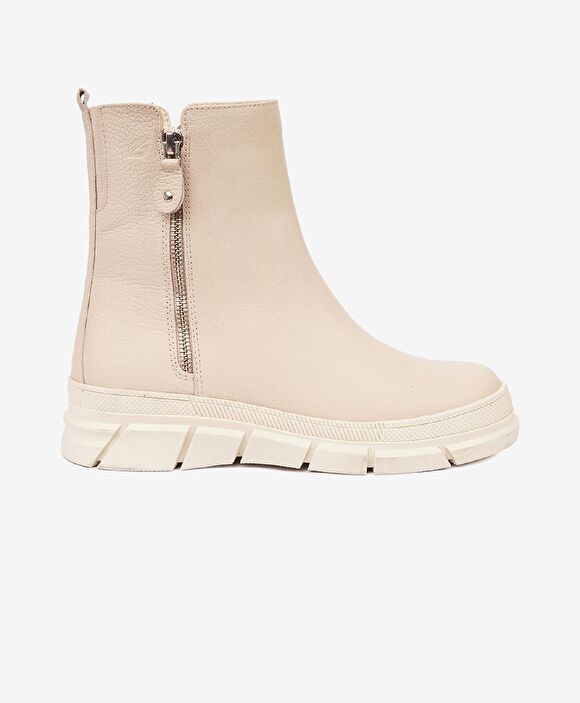 Kadın Ekru Hakiki Deri Bot