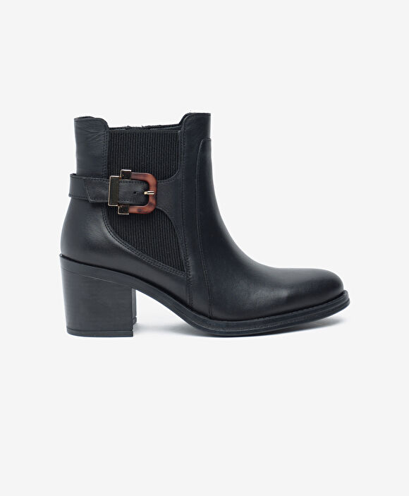 Kadın Siyah Hakiki Deri Topuklu Bot