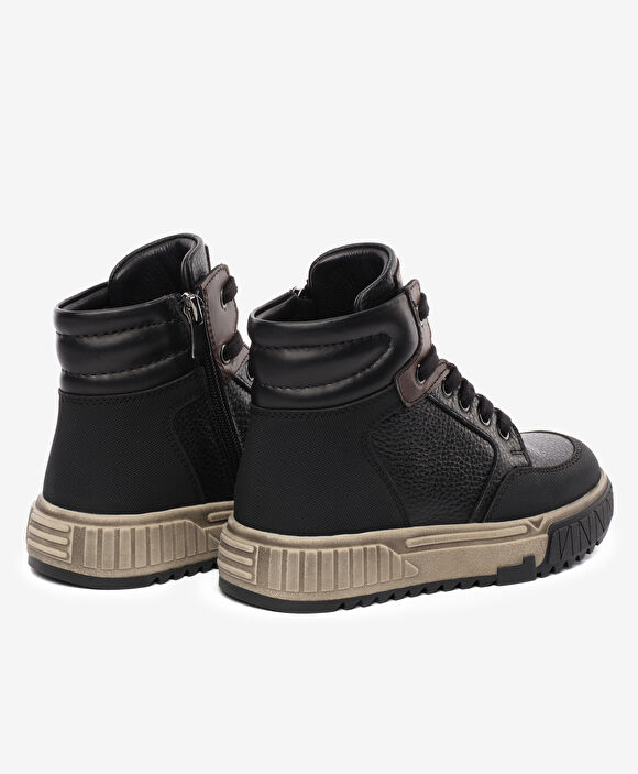 Çocuk Siyah Hakiki Deri Sneaker Bot