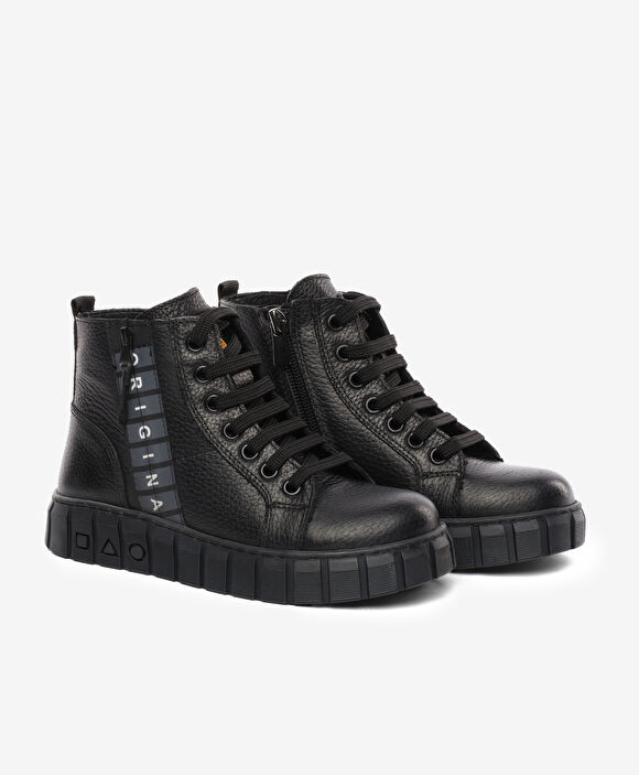 Çocuk Siyah Hakiki Deri Sneaker Bot