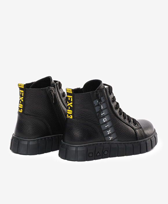 Çocuk Siyah Hakiki Deri Sneaker Bot