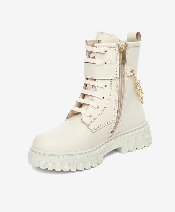 Çocuk Bej Hakiki Deri Military Bot